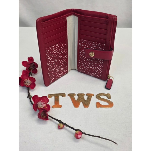 RADLEY LONDON Handbags - Radley London Red Leather Bifold Wallet Dalmatian Dot Print Zip Pocket